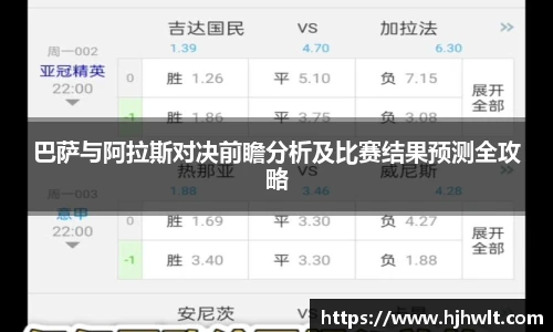 巴萨与阿拉斯对决前瞻分析及比赛结果预测全攻略